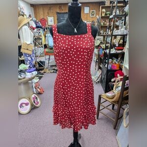 1990s Donna Morgan Red Polka Dot Dress